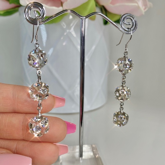 Dangle Ball Drop Crystal Earrings For Women, Acrylic, Bridal Jewelry, Earrings - Picture 7 of 9